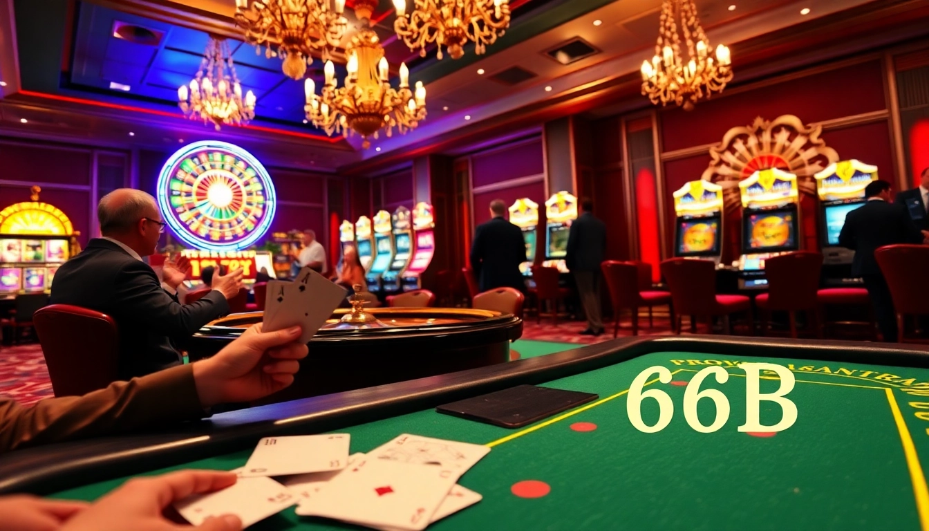 Experience thrilling gameplay at 66B casino, where players compete at vibrant poker tables and roulette wheels.
