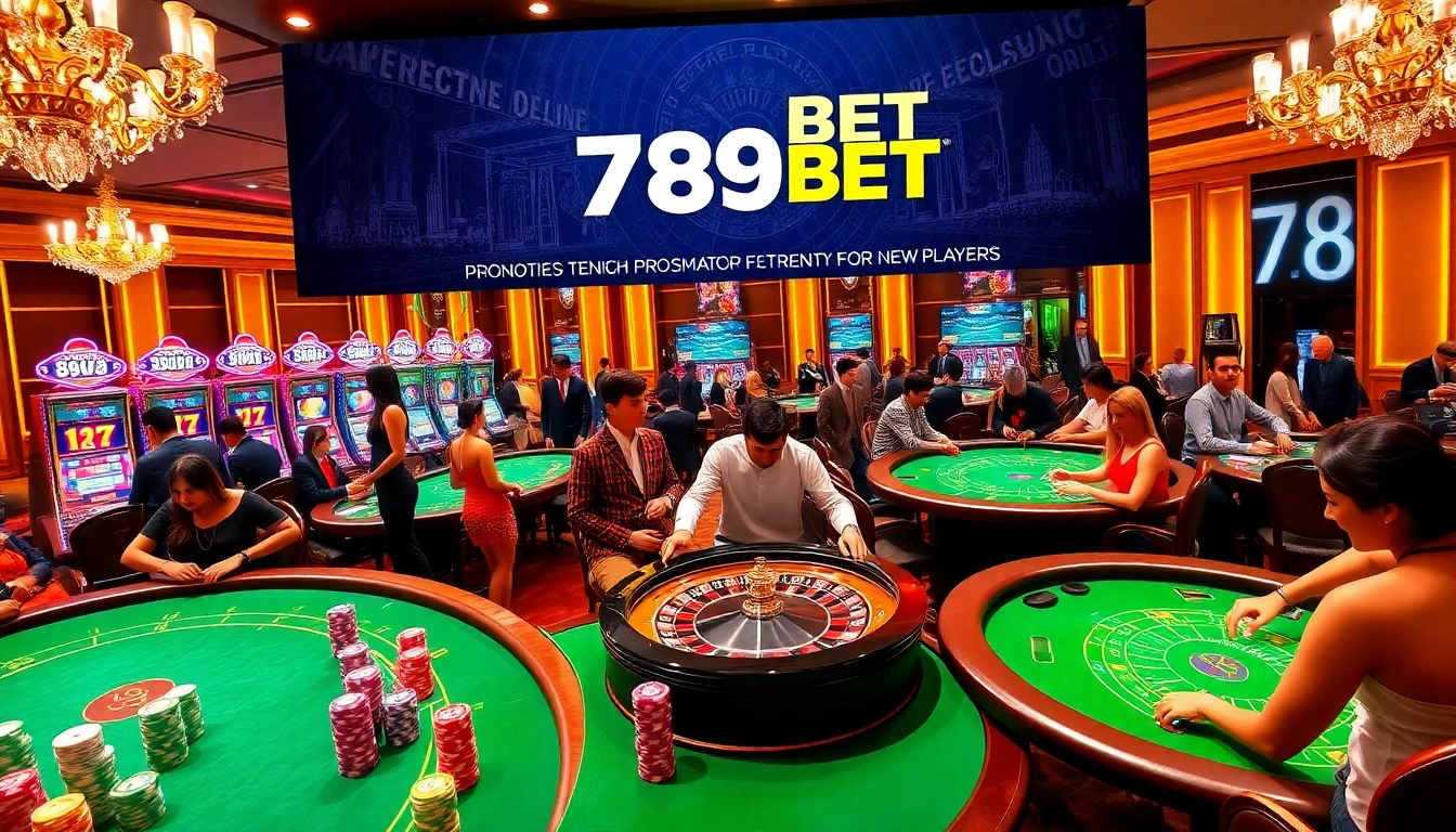 Experience an exhilarating gambling atmosphere at 789BET Casino with players enjoying poker and roulette.