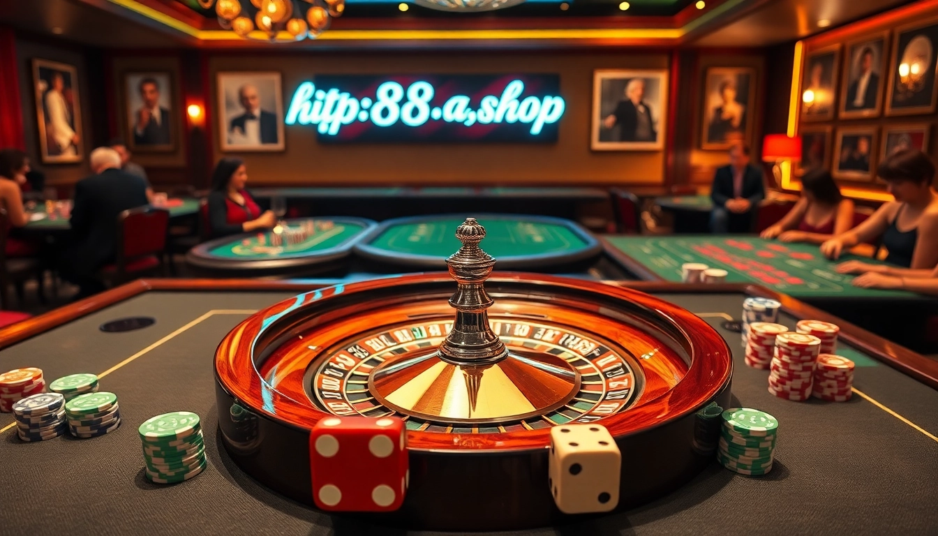 Explore the excitement at http://88aa.shop/ with players betting at a roulette wheel in a luxurious casino setting.