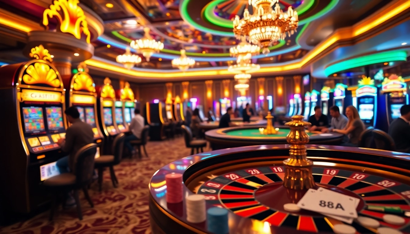 Experience the thrilling excitement of 88AA at luxurious casino tables filled with colorful poker chips.