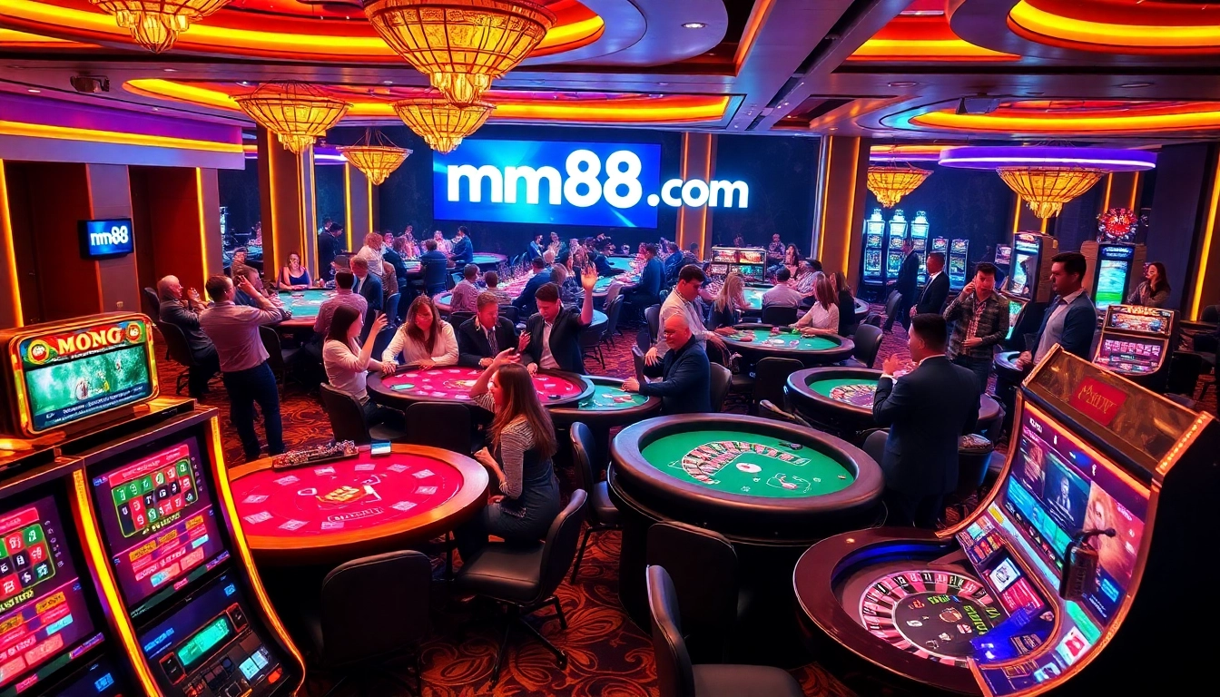 Experience the excitement at mm88 com’s vibrant casino atmosphere with players enjoying thrilling games.