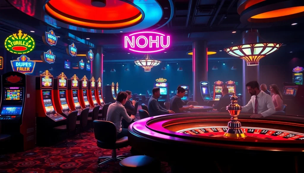 Experience the thrill of gambling at NOHU casino with exciting poker tables and vibrant atmosphere.