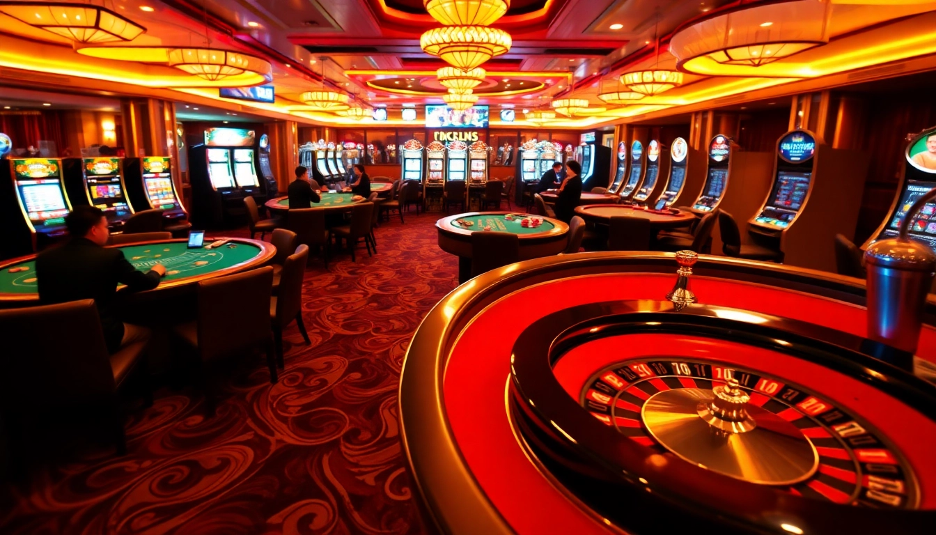 Experience the thrill of betting at Trang Chủ MM88, with players enjoying vibrant casino games and lively atmosphere.